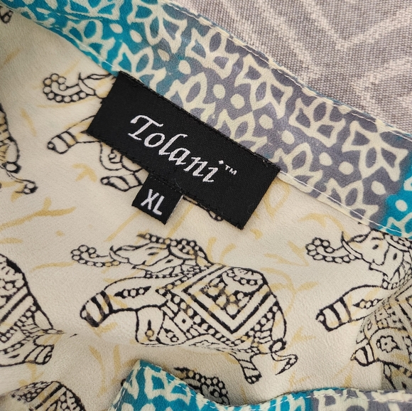 Tolani Raw Silk Elephant Blouse- Sz XL - Picture 5 of 11